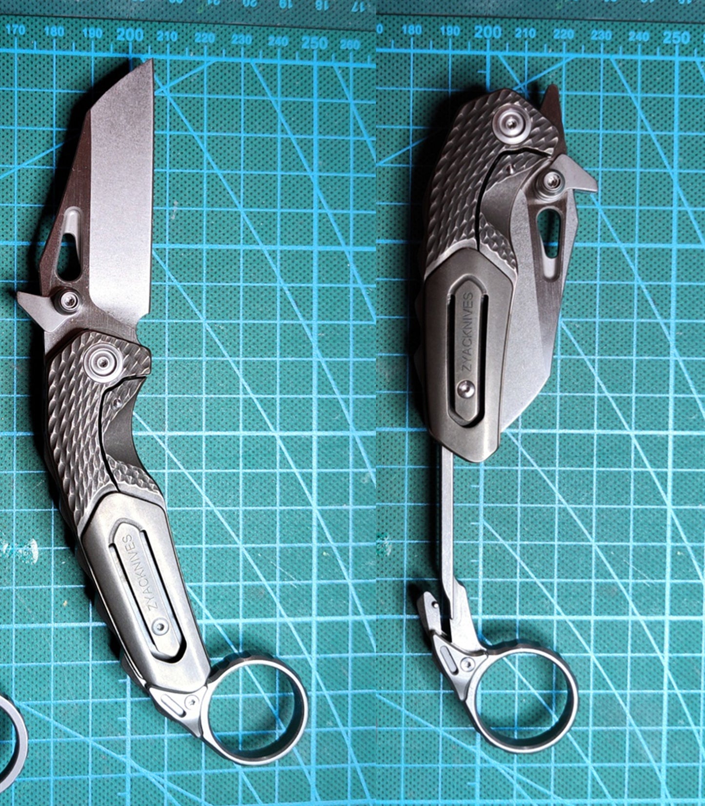 Zyac Z02 Titanium Karambits with Removable Tail Ring Zyac knives