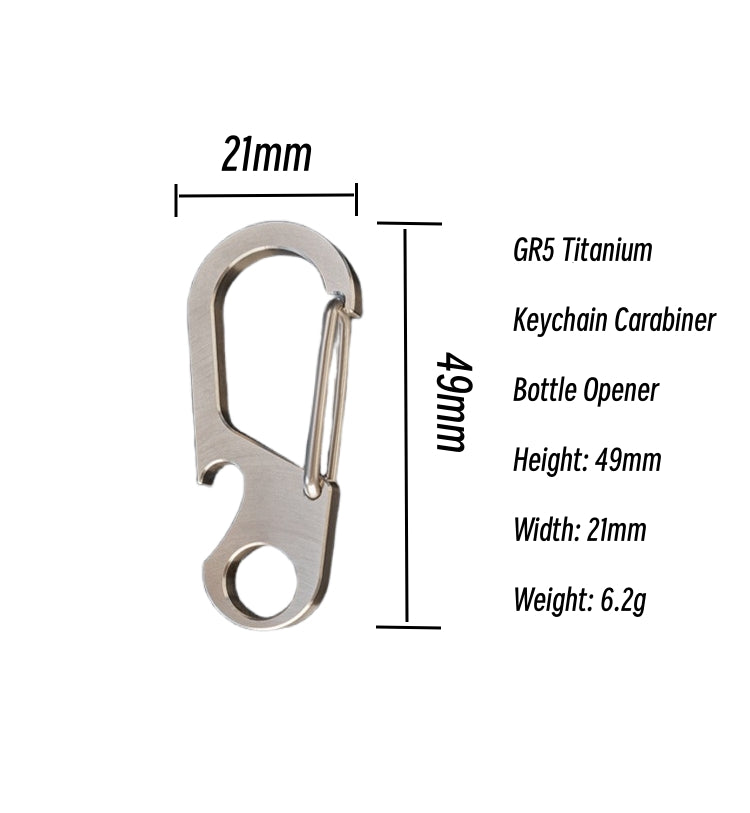 Titanium Keychain Carabiner with Bottle Opener Zyac knives