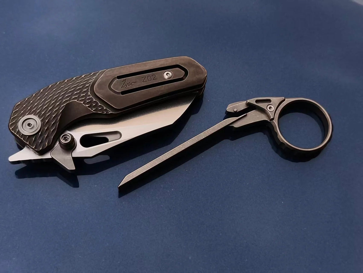 Zyac Z02 Titanium Folding Knife with Removable Tail Ring Zyac knives