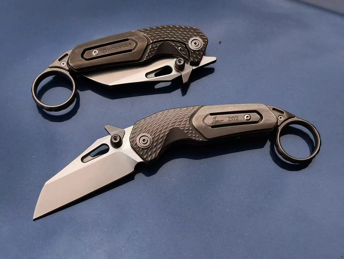 Zyac Z02 Titanium Folding Knife with Removable Tail Ring Zyac knives
