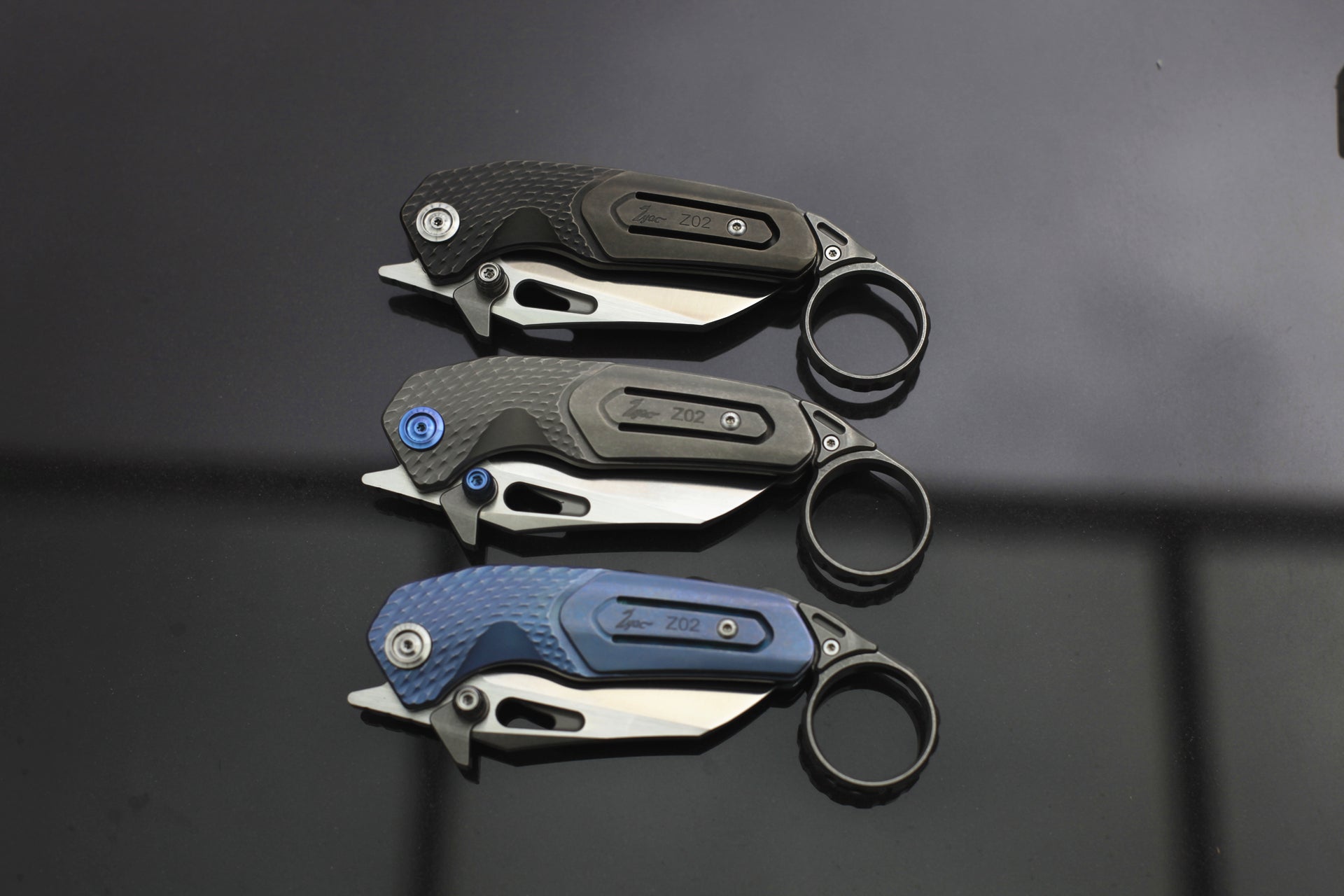 Zyac Z02 Titanium Karambits with Removable Tail Ring Zyac knives