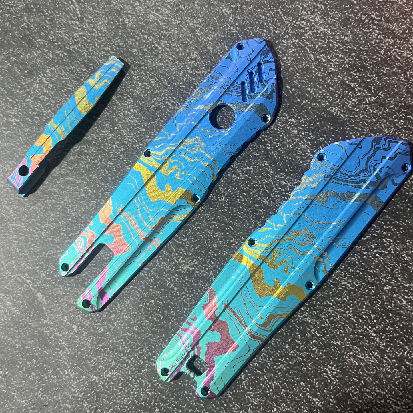 Rainbow Anodized Automatic OTF Utility Knife Zyac knives